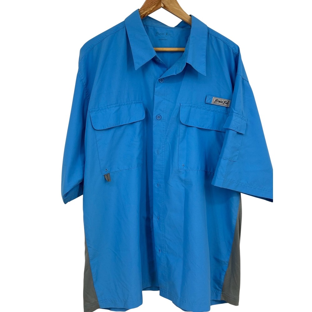 Bimini Bay Mens Fishing Shirt Short Sleeve Blue Performance PFG Style‎ 2XL